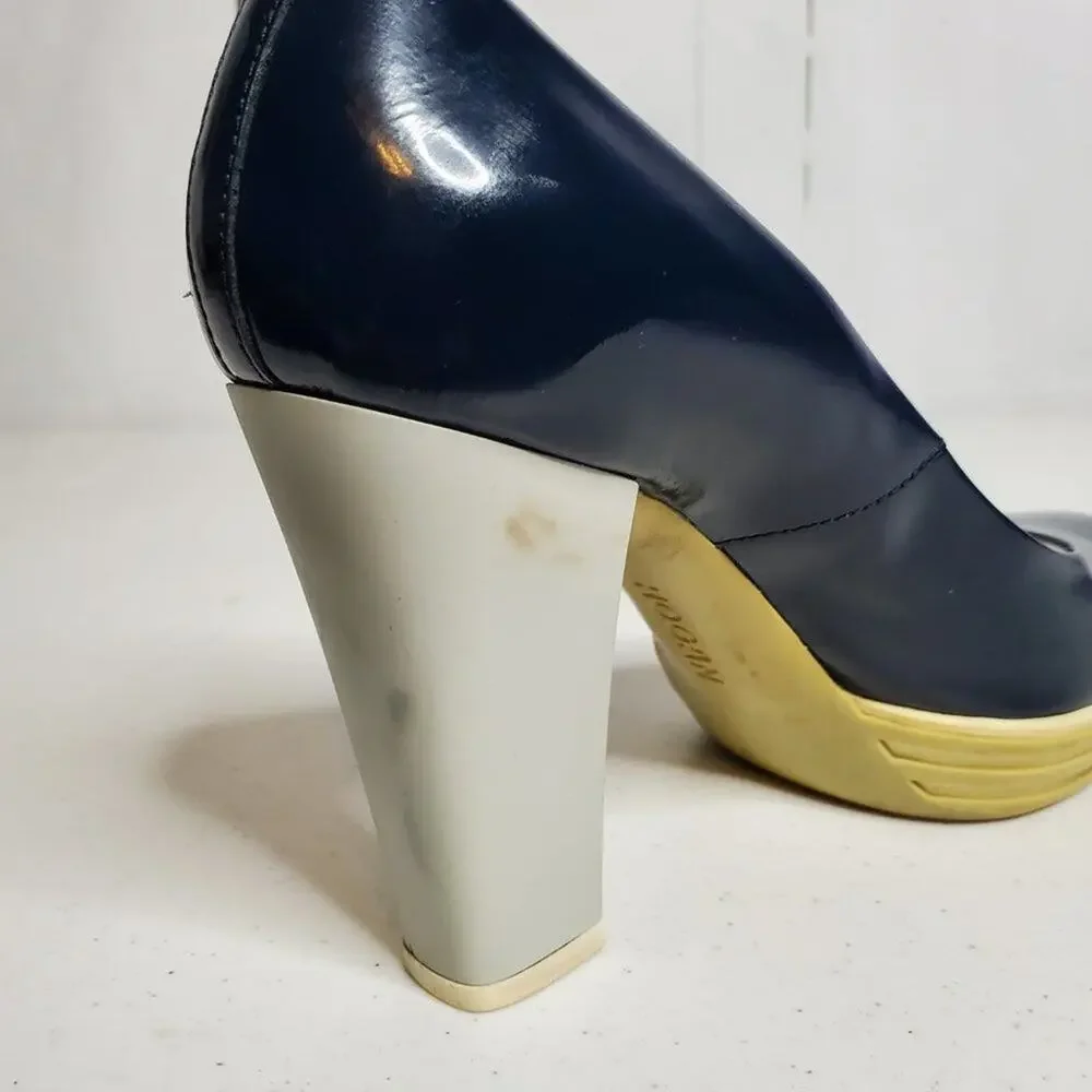 Vintage Hogan Patent Leather Sneaker Platform Heels 38.5